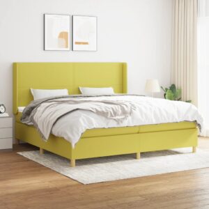 Κρεβάτι Boxspring με Στρώμα Πράσινο 200x200 εκ. Υφασμάτινο