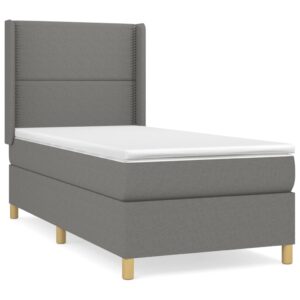 Κρεβάτι Boxspring με Στρώμα Σκούρο Γκρι 80x200 εκ. Υφασμάτινο