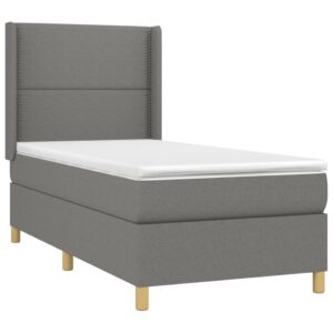 Κρεβάτι Boxspring με Στρώμα Σκούρο Γκρι 80x200 εκ. Υφασμάτινο