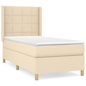 Κρεβάτι Boxspring με Στρώμα Κρεμ 90x200 εκ.Υφασμάτινο