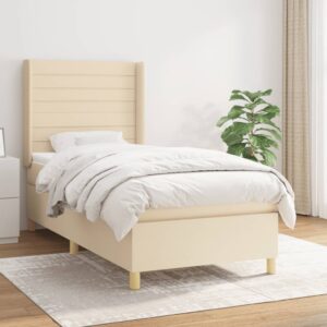 Κρεβάτι Boxspring με Στρώμα Κρεμ 80 x 200 εκ. Υφασμάτινο