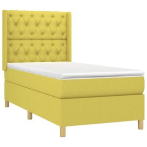 Κρεβάτι Boxspring με Στρώμα Πράσινο 80 x 200 εκ. Υφασμάτινο