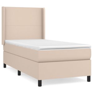 Κρεβάτι Boxspring με Στρώμα Καπουτσίνο 90x190εκ.από Συνθ. Δέρμα