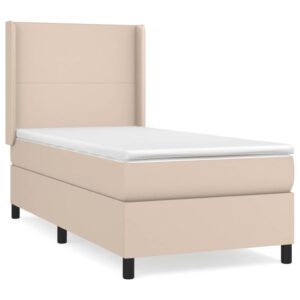 Κρεβάτι Boxspring με Στρώμα Καπουτσίνο 90x200εκ.από Συνθ. Δέρμα