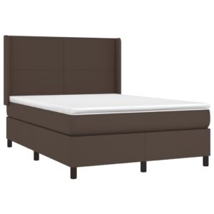 Κρεβάτι Boxspring με Στρώμα Καφέ 140x200εκ. από Συνθετικό Δέρμα