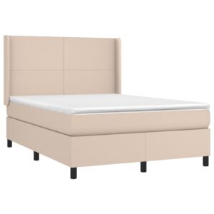 Κρεβάτι Boxspring με Στρώμα Καπουτσίνο 140x200εκ.από Συνθ.Δέρμα