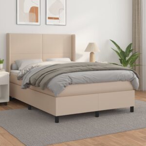 Κρεβάτι Boxspring με Στρώμα Καπουτσίνο 140x200εκ.από Συνθ.Δέρμα