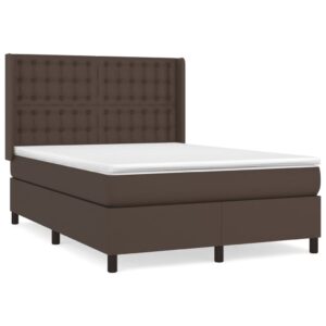 Κρεβάτι Boxspring με Στρώμα Καφέ 140x200εκ. από Συνθετικό Δέρμα