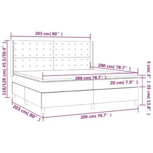 Κρεβάτι Boxspring με Στρώμα Γκρι 200x200 εκ. Συνθετικό Δέρμα