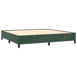 Κρεβάτι Boxspring με Στρώμα Σκούρο Πράσινο 200x200εκ. Βελούδινο