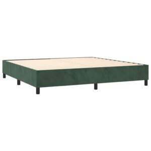 Κρεβάτι Boxspring με Στρώμα Σκούρο Πράσινο 200x200εκ. Βελούδινο