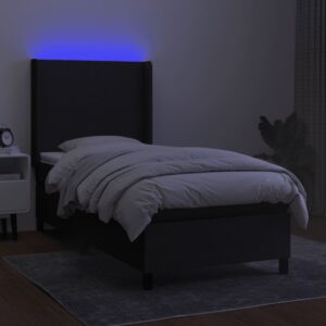 Κρεβάτι Boxspring με Στρώμα & LED Μαύρο 80x200 εκ. Υφασμάτινο