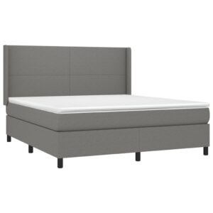 Κρεβάτι Boxspring με Στρώμα & LED Σκ.Γκρι 160x200 εκ Υφασμάτινο