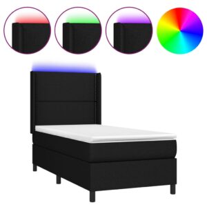 Κρεβάτι Boxspring με Στρώμα & LED Μαύρο 80x200 εκ. Υφασμάτινο