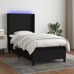 Κρεβάτι Boxspring με Στρώμα & LED Μαύρο 80x200 εκ. Υφασμάτινο