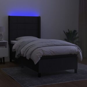 Κρεβάτι Boxspring με Στρώμα & LED Μαύρο 80x200 εκ. Υφασμάτινο