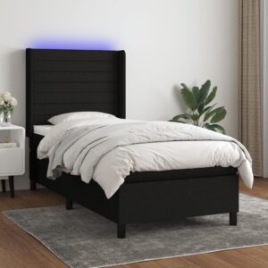 Κρεβάτι Boxspring με Στρώμα & LED Μαύρο 80x200 εκ. Υφασμάτινο