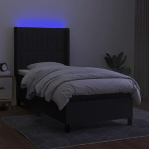 Κρεβάτι Boxspring με Στρώμα & LED Μαύρο 80x200 εκ. Υφασμάτινο