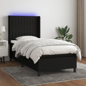 Κρεβάτι Boxspring με Στρώμα & LED Μαύρο 80x200 εκ. Υφασμάτινο