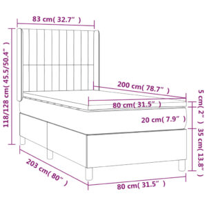 Κρεβάτι Boxspring με Στρώμα & LED Μαύρο 80x200 εκ. Υφασμάτινο