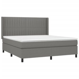 Κρεβάτι Boxspring με Στρώμα & LED Σκ.Γκρι 160x200 εκ Υφασμάτινο