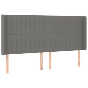 Κρεβάτι Boxspring με Στρώμα & LED Σκ.Γκρι 160x200 εκ Υφασμάτινο