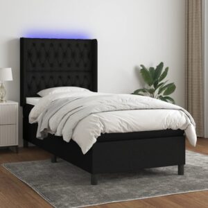 Κρεβάτι Boxspring με Στρώμα & LED Μαύρο 80x200 εκ. Υφασμάτινο