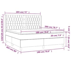 Κρεβάτι Boxspring με Στρώμα & LED Πράσινο 180x200 εκ Υφασμάτινο