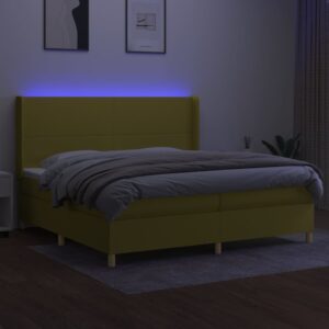 Κρεβάτι Boxspring με Στρώμα & LED Πράσινο 200x200 εκ Υφασμάτινο