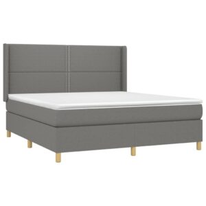 Κρεβάτι Boxspring με Στρώμα & LED Σκ.Γκρι 160x200 εκ Υφασμάτινο