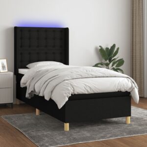 Κρεβάτι Boxspring με Στρώμα & LED Μαύρο 80x200 εκ. Υφασμάτινο