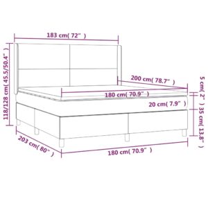 Κρεβάτι Boxspring με Στρώμα & LED Κρεμ 180x200 εκ. Συνθ. Δέρμα