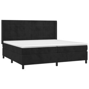 Κρεβάτι Boxspring με Στρώμα & LED Μαύρο 200x200 εκ. Βελούδινο