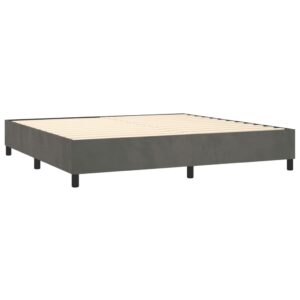 Κρεβάτι Boxspring με Στρώμα & LED Σκ. Γκρι 200x200εκ. Βελούδινο