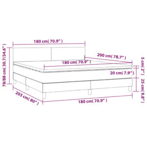 Κρεβάτι Boxspring με Στρώμα & LED Πράσινο 180x200 εκ Υφασμάτινο