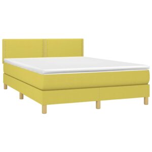 Κρεβάτι Boxspring με Στρώμα & LED Πράσινο 140x200 εκ Υφασμάτινο