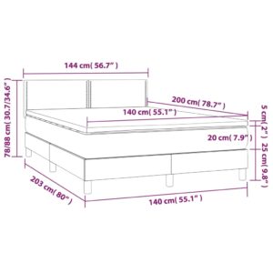 Κρεβάτι Boxspring με Στρώμα & LED Πράσινο 140x200 εκ Υφασμάτινο