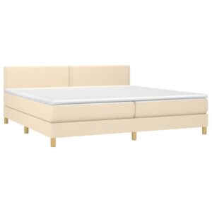 Κρεβάτι Boxspring με Στρώμα & LED Κρεμ 200x200 εκ. Υφασμάτινο