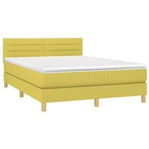 Κρεβάτι Boxspring με Στρώμα & LED Πράσινο 140x200 εκ Υφασμάτινο