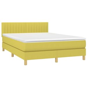 Κρεβάτι Boxspring με Στρώμα & LED Πράσινο 140x200 εκ Υφασμάτινο