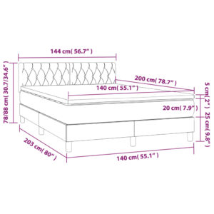 Κρεβάτι Boxspring με Στρώμα & LED Πράσινο 140x200 εκ Υφασμάτινο