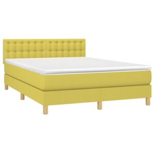 Κρεβάτι Boxspring με Στρώμα & LED Πράσινο 140x200 εκ Υφασμάτινο