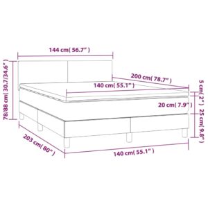 Κρεβάτι Boxspring με Στρώμα & LED Καφέ 140x200 εκ. Συνθ. Δέρμα