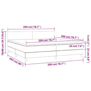 Κρεβάτι Boxspring με Στρώμα & LED Σκ. Μπλε 200x200εκ. Βελούδινο