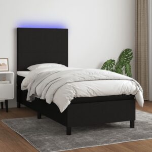 Κρεβάτι Boxspring με Στρώμα & LED Μαύρο 80x200 εκ. Υφασμάτινο