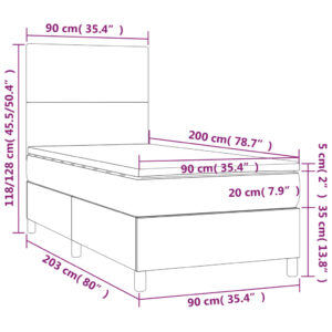 Κρεβάτι Boxspring με Στρώμα & LED Πράσινο 90x200 εκ. Υφασμάτινο