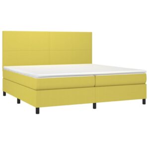 Κρεβάτι Boxspring με Στρώμα & LED Πράσινο 200x200 εκ Υφασμάτινο