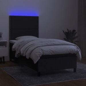 Κρεβάτι Boxspring με Στρώμα & LED Μαύρο 80x200 εκ. Υφασμάτινο