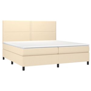 Κρεβάτι Boxspring με Στρώμα & LED Κρεμ 200x200 εκ. Υφασμάτινο