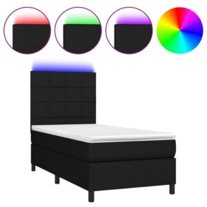 Κρεβάτι Boxspring με Στρώμα & LED Μαύρο 80x200 εκ. Υφασμάτινο